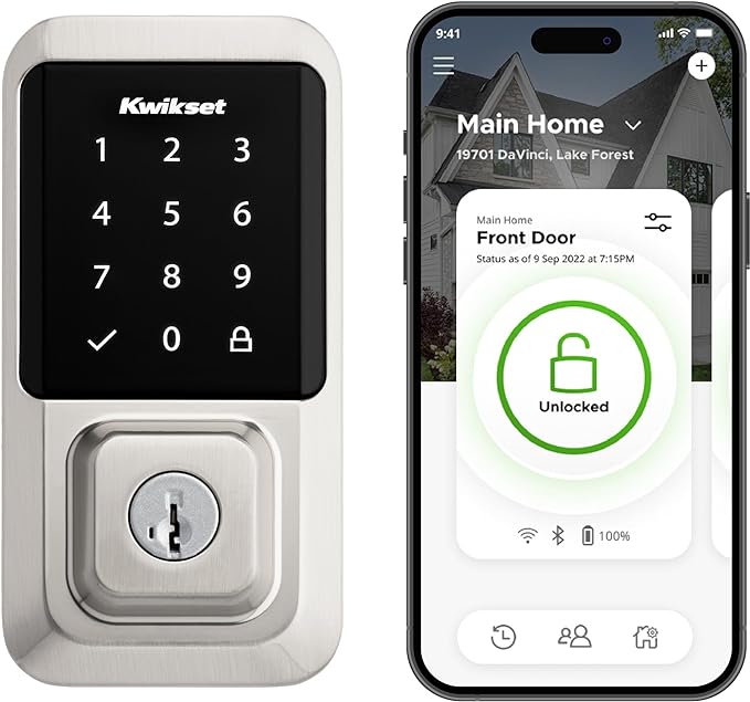 HALO Satin Nickel Single-Cylinder Keypad Electronic Smart Lock Deadbolt Featuring SmartKey, Touchscreen and WiFi