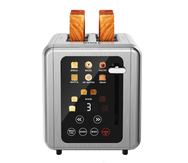WHALL Touch Screen Toaster 2 Slice, Stainless Steel Digital silver