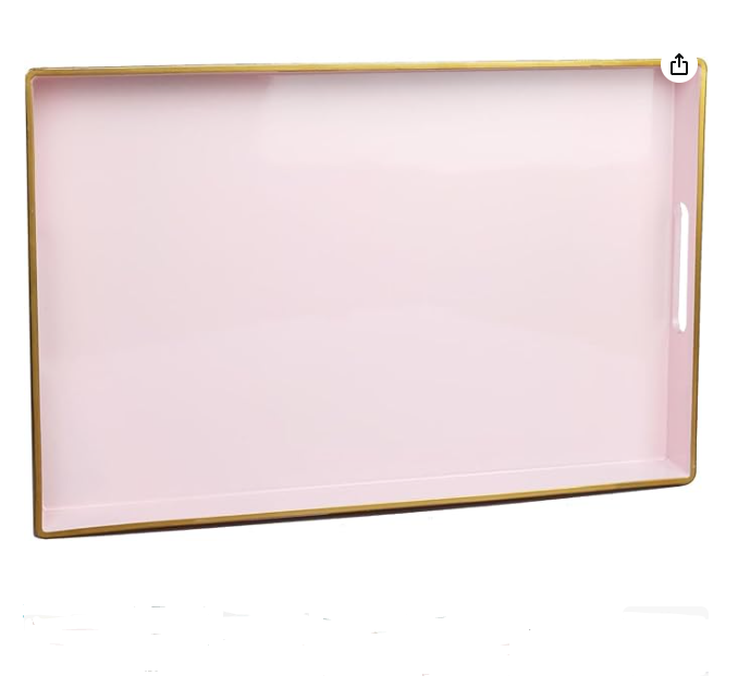 Spsyrine Pink Decorative Serving Tray with Handles, 15.6 X 10.2""