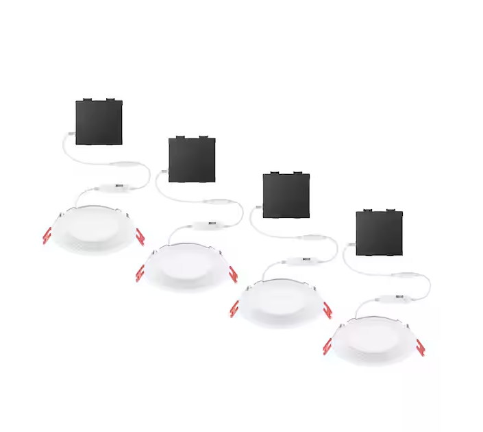 Premium Series 4 in. LED, 2-Level Lumen Select, Baffle Canless Recessed Light, Adjustable CCT (4-Pack)