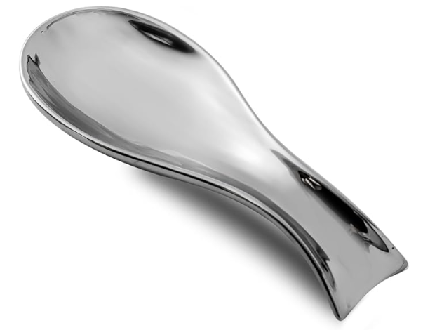 Hasense Porcelain Spoon Holder for Stove Top, 7 Inch Spoon Rest, Silver