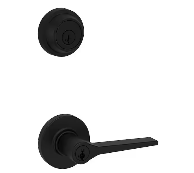 Hollis Round Rose Matte Black Lever Featuring SmartKey Security