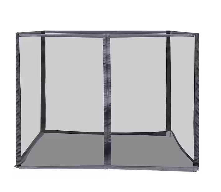 10 ft. X 10 ft. Black Outdoor Gazebo Replacement Mosquito Netting with Zipper for Patio Canopy Tent