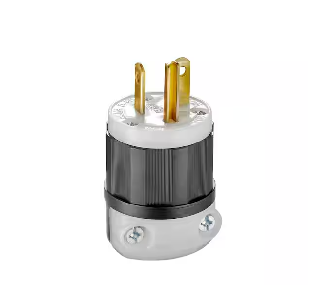 Leviton 20 Amp 125-Volt Straight Plug, Black and White