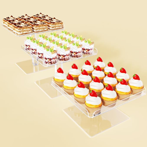 3 Piece Cupcake Stand, Acrylic Dessert Table Display Set