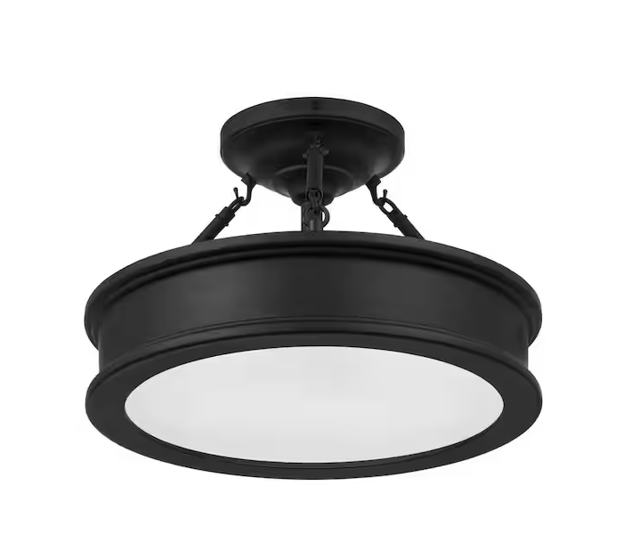 HDC Grafton 15 in. 3-Light Coal Semi-Flush Mount Ceiling Light