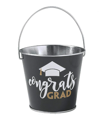 Graduation Metal Pails, fill with Snacks and Treats, 12pk 3"X3"