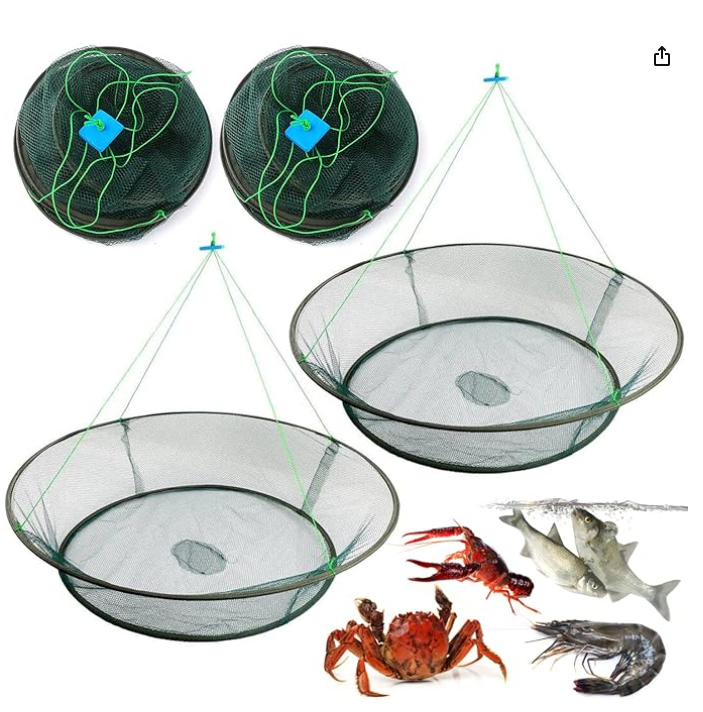 Portable Folded Fishing Trap for Minnows, Crab, Crawfish & Shrimp (2pcs)