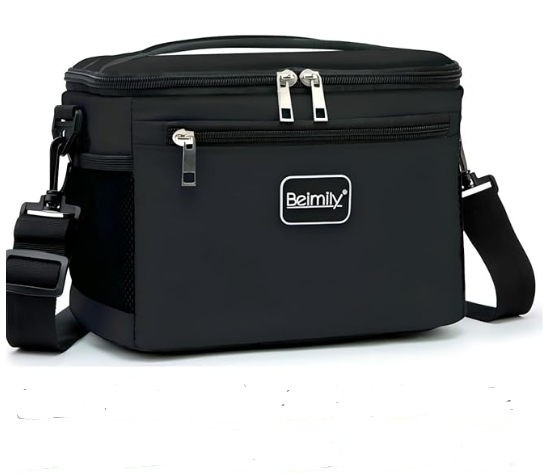 BEIMILY Lunch Box Insulated Leak-Proof Soft Adjustable Shoulder Strap (Black)