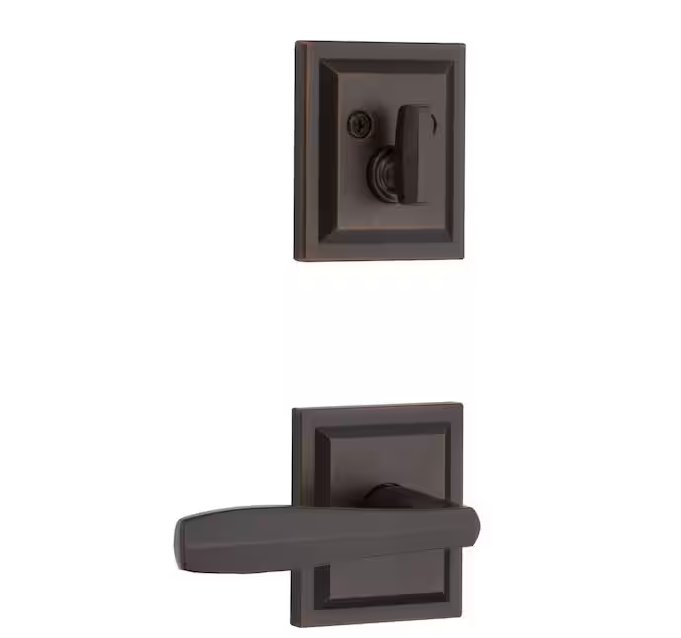 Baldwin Torrey Pines Venetian Bronze Low Profile Single Cylinder Entry Door Handleset w/ Torrey Door Handle ft SmartKey Security