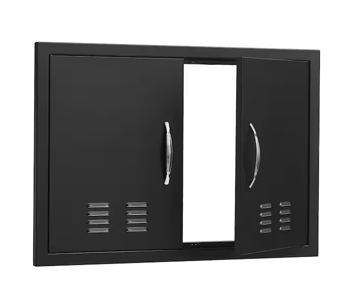 Double Outdoor Kitchen Door 30 in. W x 21 in. H BBQ Access Door Black