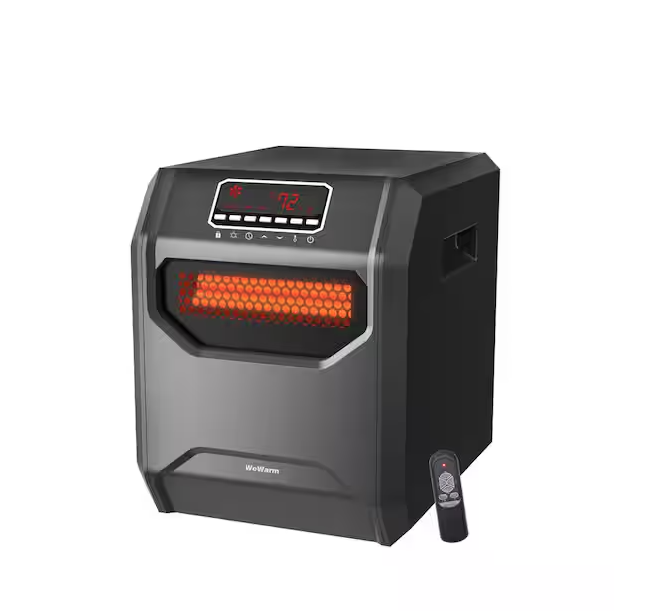Electric 6 Element Infrared Space Heater Black Plastic