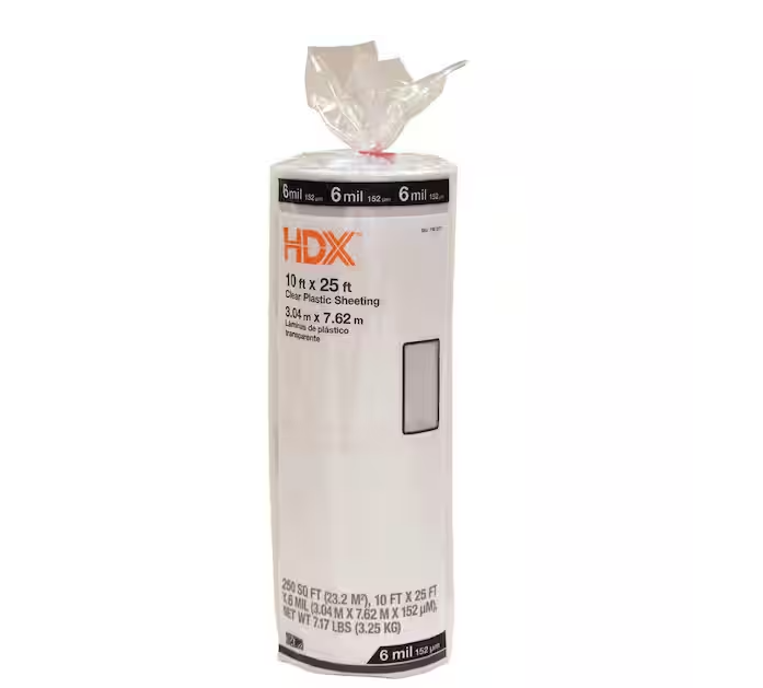 HDX 10 ft. x 25 ft. Clear 6 mil Plastic Sheeting