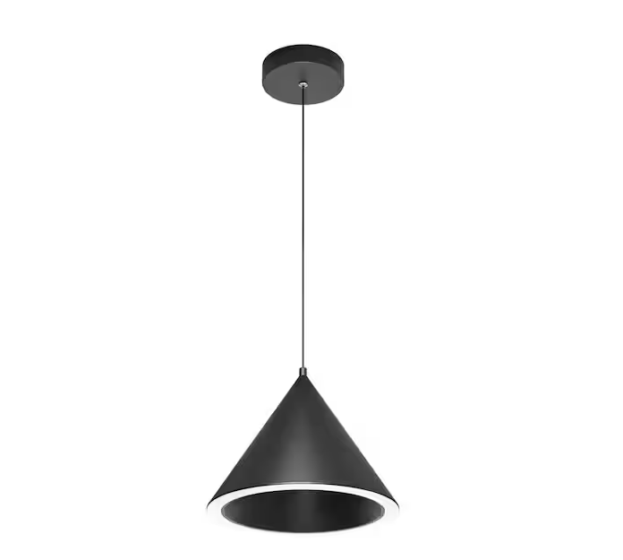 Artika Denali 27-Watt 1 Light Matte Black Modern 3 CCT Integrated LED Pendant Light Fixture for Kitchen Island