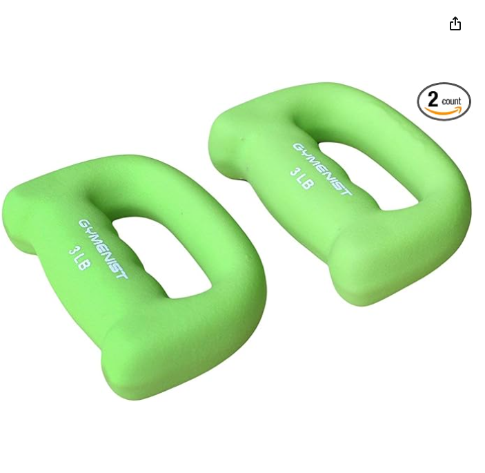 Hand Shaped Neoprene Exercise Workout Jogging Walking Cardio Dumbbell (3-LB Green)