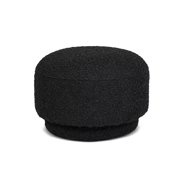 Fuji 15 in. Mushroom Boucle Footstool Living Room Ottoman in Ebony Black