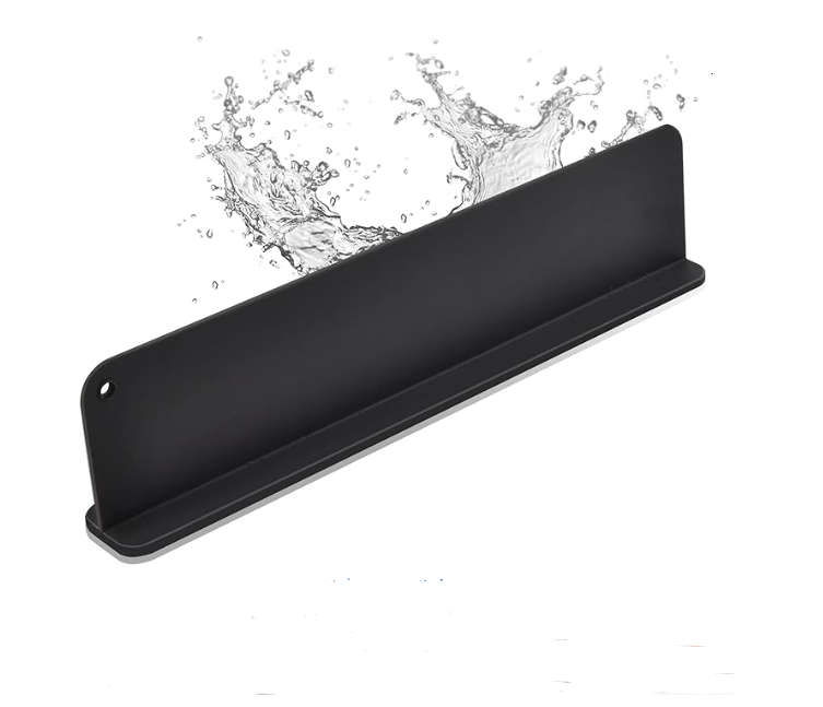 Silicone Sink Splash Guard,with Suction Cup, 17.3 x 4.1 Inch Black