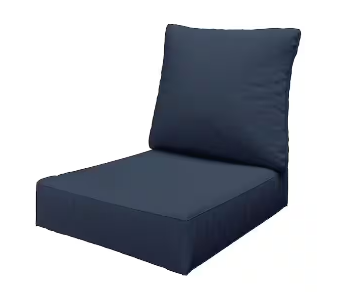 24 in. x 24 in. x 6.5 in. Outdoor Repacement Deep Seating Lounge Chair Cushion with Backrest Navy