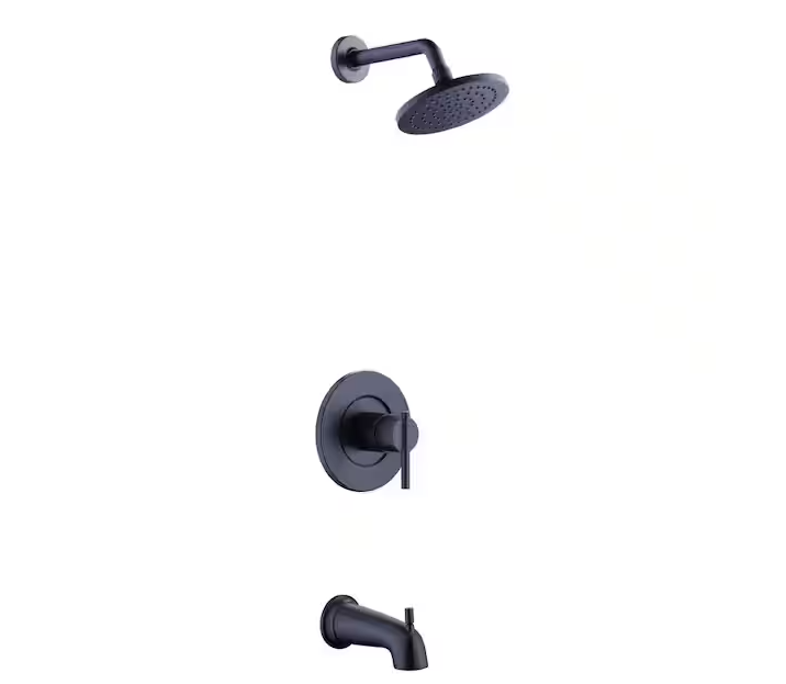 Glacier Bay Dorind Single-Handle 1-Spray Tub and Shower Faucet 1.8 GPM in Matte Black (Valve Included)