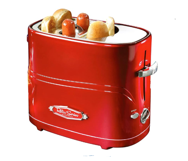 Nostalgia 2 Slot Hot Dog and Bun Toaster Metallic Red