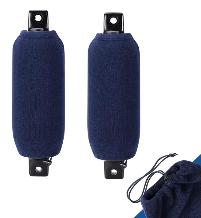 Affordura Boat Fender Covers 2pk Navy Blue Marine Bumper Covers 6.5, 8.5 & 10 inch Fender