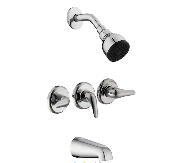 Glacier Bay Aragon 3 Handle 1-Spray Tub and Shower Faucet 1.8 GPM in Chrome (Valve Included)