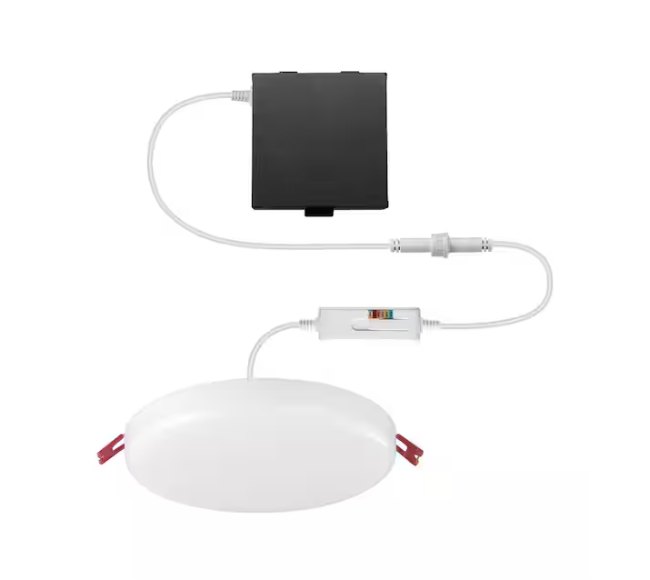 Trimless Integrated LED 6 in Round Adjustable Color Temp Canless Recessed Light for Kitchen Bathroom Livingroom, White