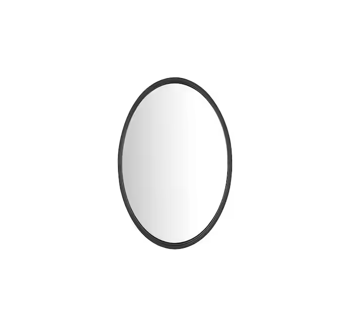 StyleWell Medium Oval Black Metal Classic Accent Mirror with Deep-Set Frame (30 in. H x 20 in. W)