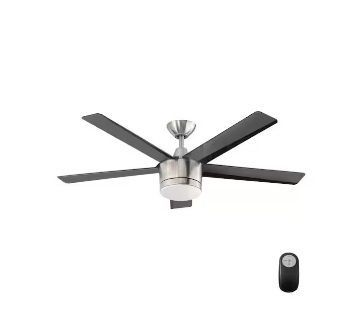 HDC Merwry 52 in. Integrated LED Indoor Brushed Nickel Ceiling Fan with Light Kit and Remote Control