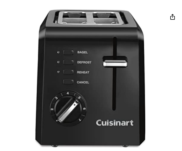 Cuisinart CPT-122BK 2-Slice Compact Plastic Toaster, Black