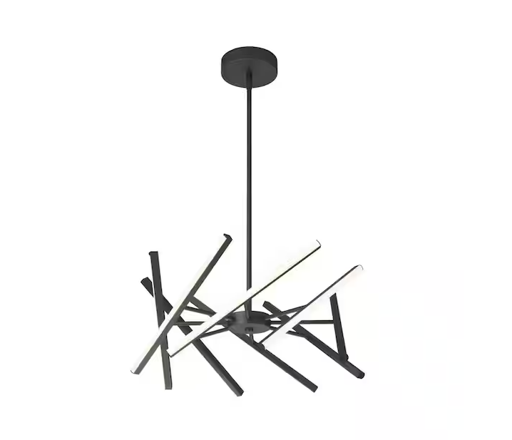 Artika Malibu 30-Watt 1 Light Black Modern 3 CCT Integrated LED Pendant Light Fixture for Dining Room or Kitchen