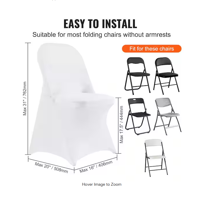 White Stretch Spandex Chair Covers 30 PCS Folding Kitchen Chairs Cover Universal Washable Slipcovers Protector