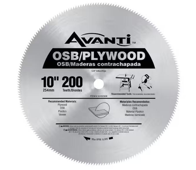 10 in. x 200-Tooth OSB/Plywood Ripping Circular Saw Blade