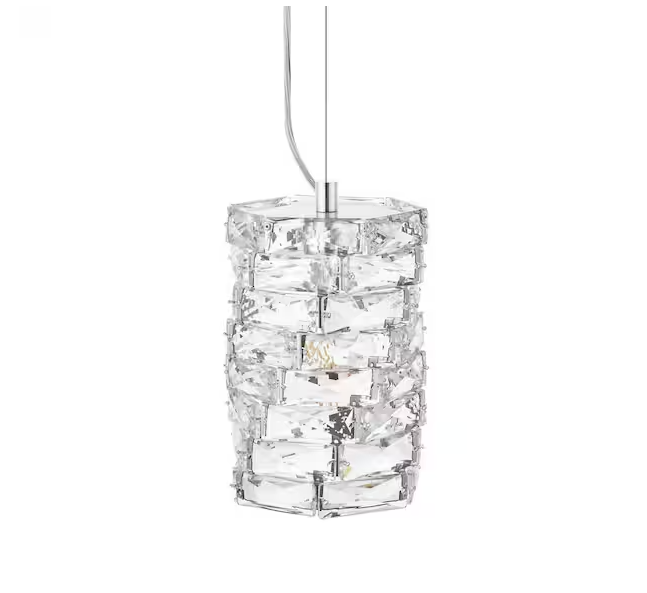 HDC Keighley 1-Light Chrome and Crystal Mini Pendant Light Fixture