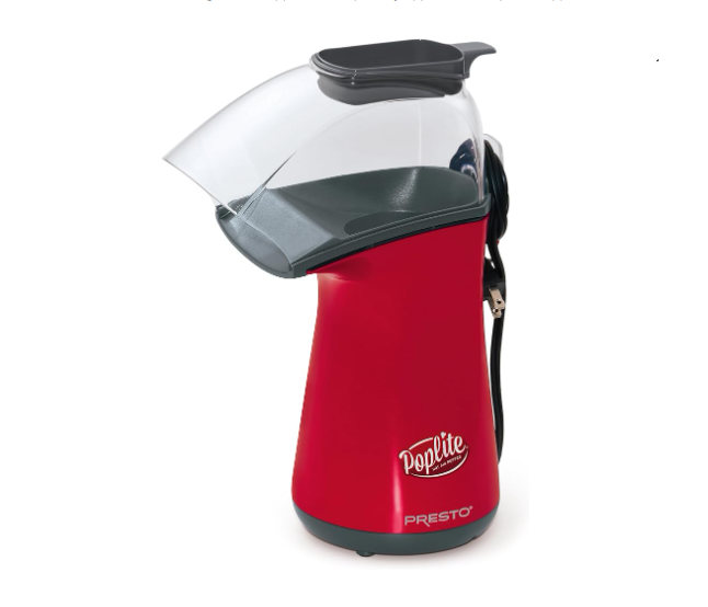 Poplite Hot Air Popcorn Popper - Built-In Measuring Cup 18 Cups, Red