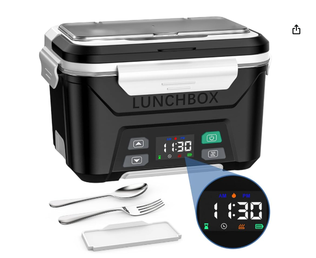 Cordless Electric Lunch Box Battery Powered with Automatic Heating, 5.5 Cups