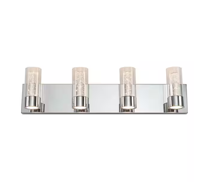 Artika Essence 27 in. 4 Light Chrome Modern Integrated LED Vanity Light Bar for Bathroom with Bubble Glass