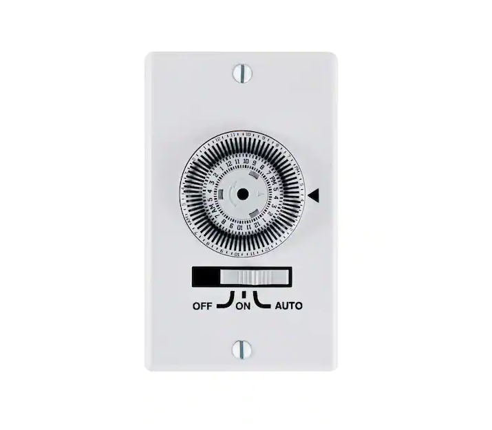 Intermatic 20 Amp 24-Hour Indoor In-Wall Heavy-Duty Mechanical Timer, White