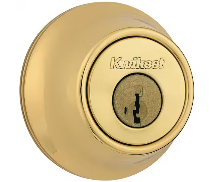 660 Polished Brass Single Cylinder Deadbolt featuring SmartKey Security and Microban Technology
