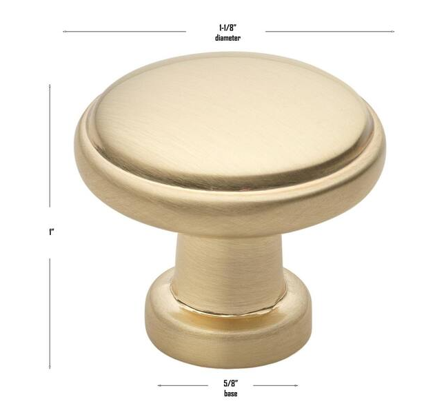 1-1/8 in. Champagne Gold Finish Round Ring Classic Cabinet Knob (10-Pack)