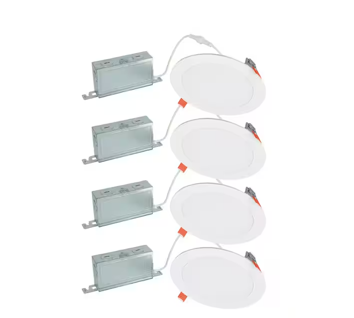 HLBSL 6 in. Can Less Integrated LED, 900 Lumens, 5CCT, White (4-Pack)