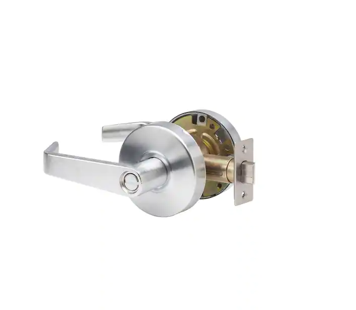 Eiffel Standard Duty Brushed Chrome Grade 2 Commercial Cylindrical Privacy Bed/Bath Door Handle with Lock and Clutch