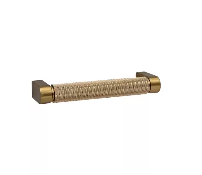 Kent Knurled 4 in. (102 mm) Satin Brass Drawer Pull