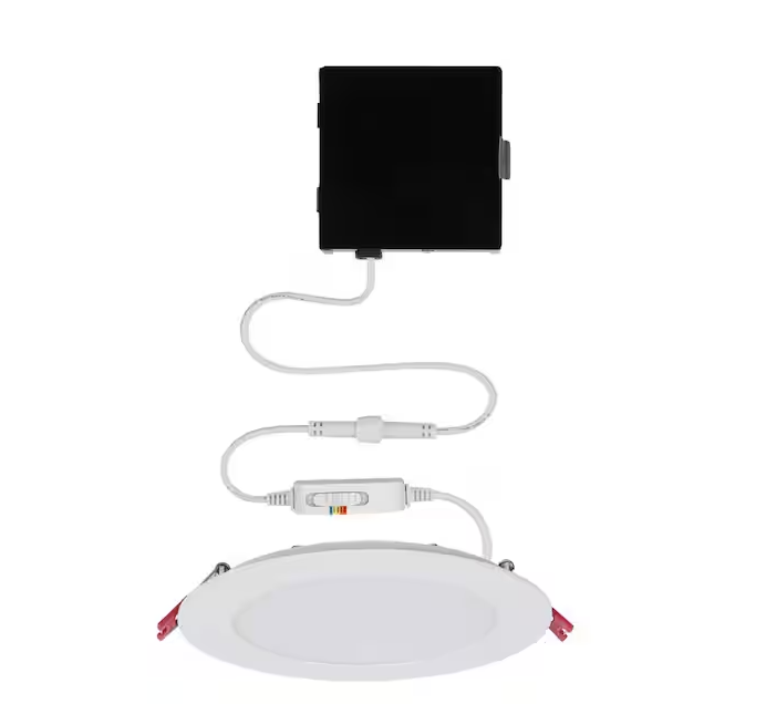 Commercial Electric Ultra Slim 6 in. Adjustable CCT Canless New Construction & Remodel IC Rated Indoor/Outdoor LED Recessed Light Kit