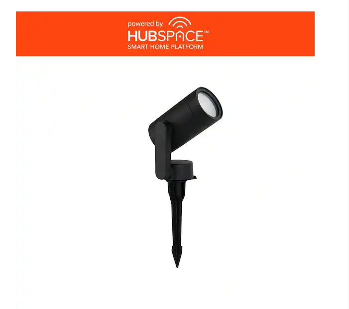 Hampton Bay Smart 450 Lumens Low Voltage Black LED Outdoor Spotlight Powered by Hubspace