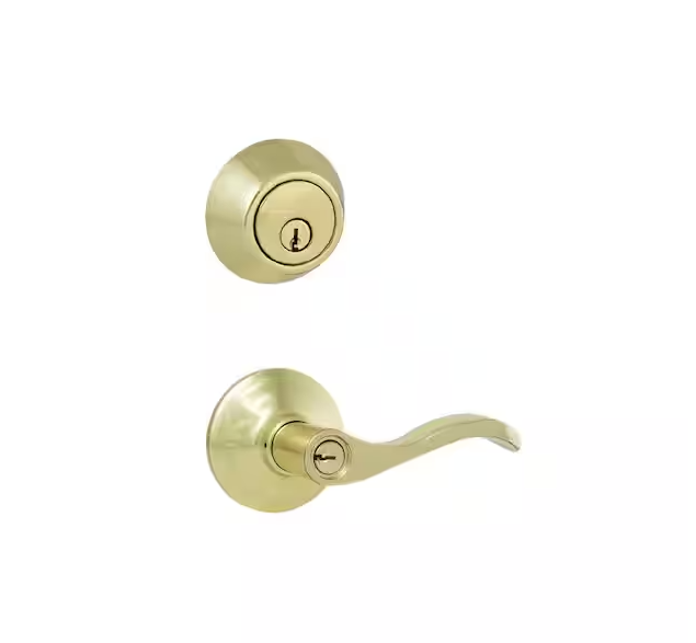 Defiant Naples Polished Brass Combo Pack with Single Cylinder Deadbolt