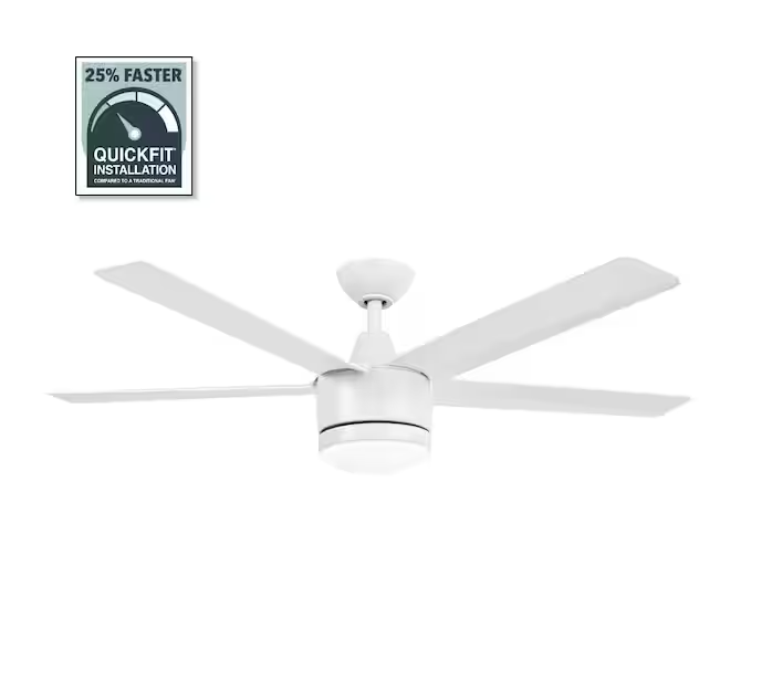 Merwry 52 in. Intergrated LED Matte White Ceiling Fan With Light And Remote Control