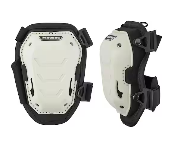 White Foam Memory Foam Hard Cap Knee Pad with Adjustable Straps