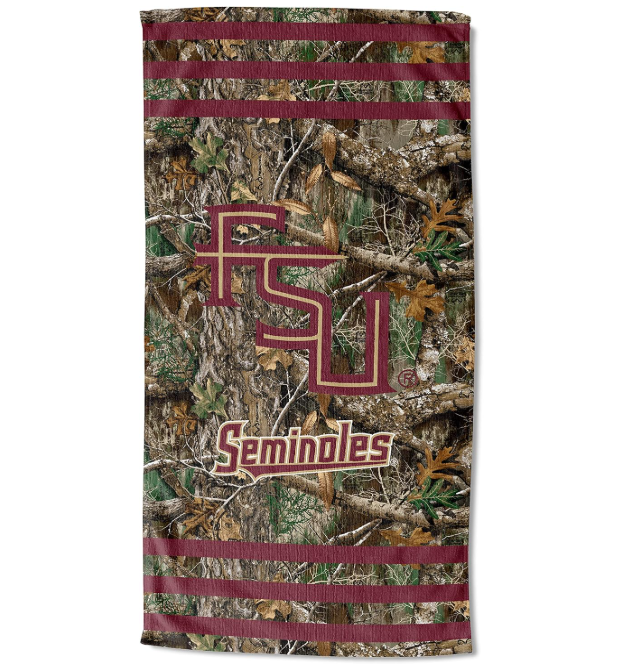 NCAA Florida State Seminoles Unisex-Adult Beach Towel, 30" x 60", Realtree Stripes