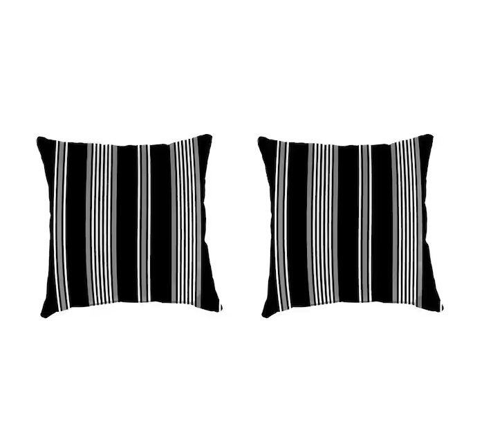 16 in. L x 16 in. W x 4 in. T Outdoor Throw Pillow in Reeder Black (2-Pack)